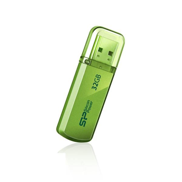 Silicon Power SP032GBUF2101V1N Helios 101, 32 GB, USB Type-A, 2.0, Cap, 10 g, Green
