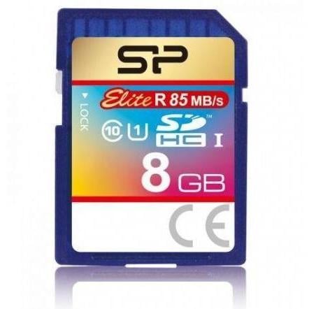 Silicon Power SP008GBSDHAU1V10 Elite, SDHC, 8 GB, Class 10, UHS-I (u1) 85/10MB/s, Blue