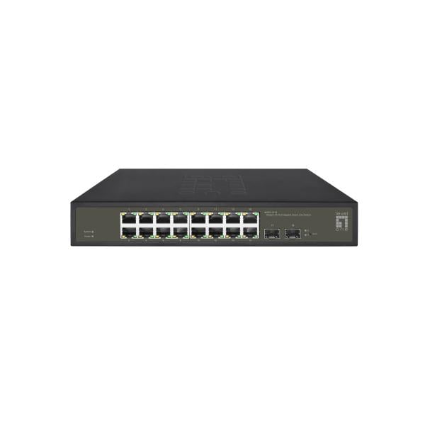 LevelOne GES-2118 Hilbert 18-Port Gigabit Smart Lite Switch, 16x Gigabit RJ45, 2x SFP, Managed, L2