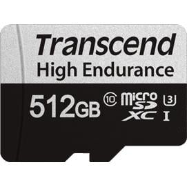 Transcend TS512GUSD350V microSD w/ adapter, 512 GB, UHS-I U3, High Endurance, 95/ 45 MB/s