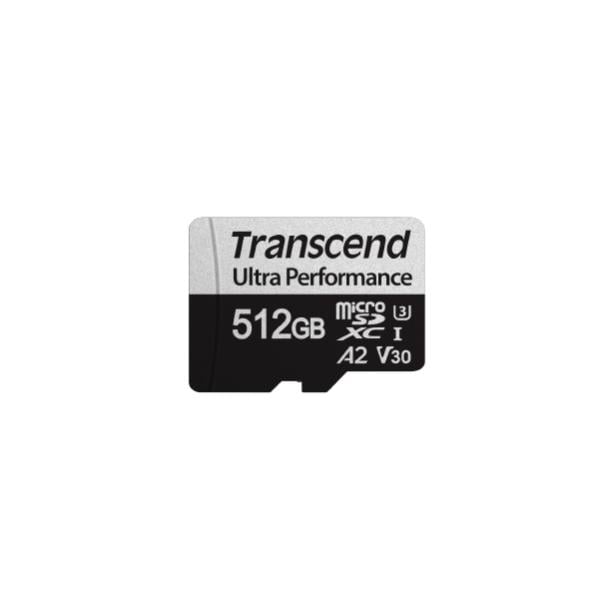 Transcend TS512GUSD340S 340S MicroSD w/ adaper, 512 GB, UHS-I U3 A2 Ultra Performance, 160/125 MB/s