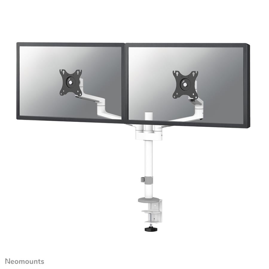 Neomounts DS60-425WH2 Desk-mount, 2x 27 inch/ 8kg, Tilt/ rotate/ swivel, 100x100 mm, White