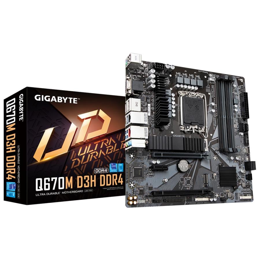 Gigabyte Q670M D3H DDR4, mATX, Intel LGA1700, 128 GB, DDR4-SDRAM, USB 3.2 Gen 2, M.2, 2.5 GbE LAN