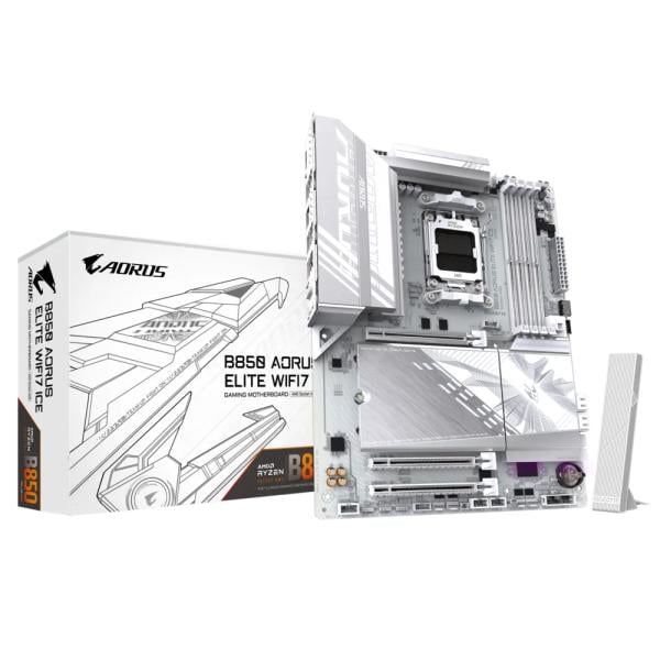 Gigabyte B850 A ELITE WF7 ICE AORUS ELITE WIFI 7 ICE, ATX, AMD AM5, B850, 4x DDR5, 2.5 Gbe, Wi-Fi 7