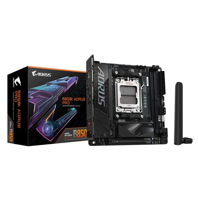 Gigabyte B850I AORUS PRO, Mini-ITX, AMD AM5, B850, 2x DDR5 8400(O.C) 2.5 GbE, Wi-Fi 7, BT 5.4, USB-C
