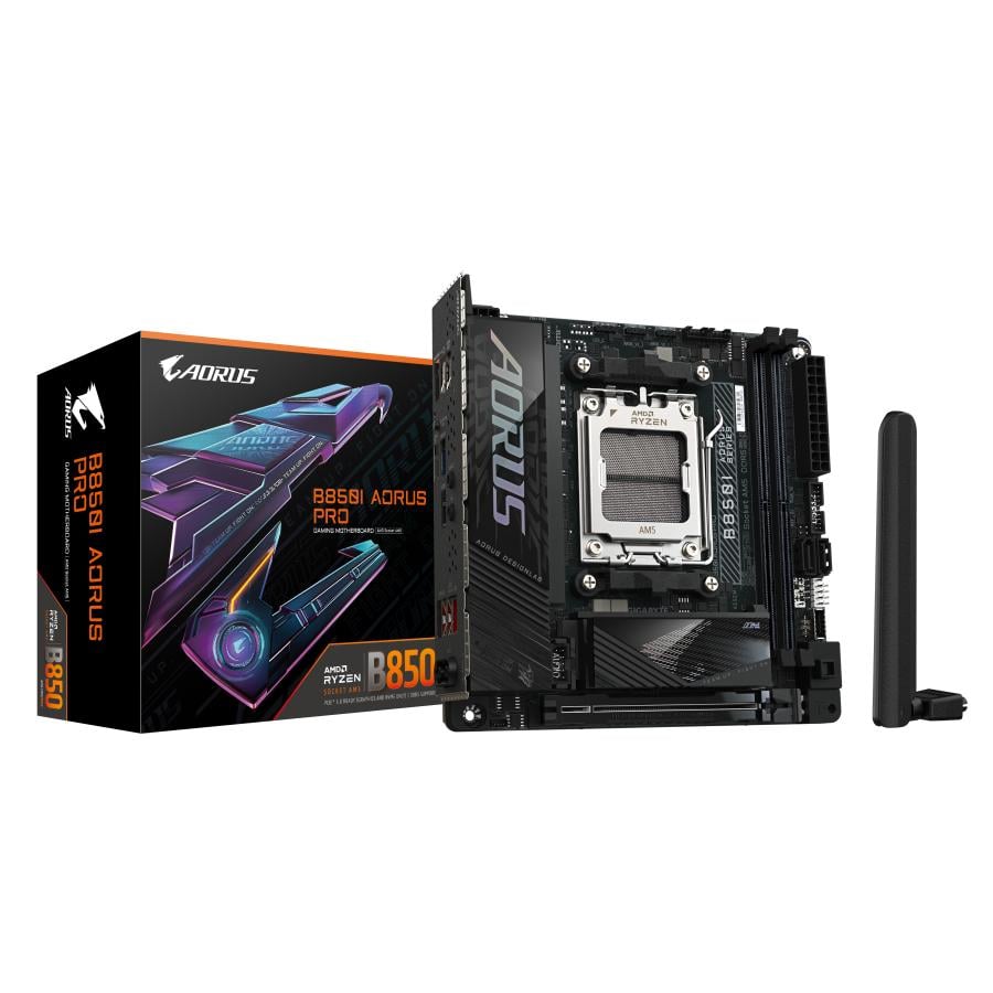 Gigabyte B850I AORUS PRO, Mini-ITX, AMD AM5, B850, 2x DDR5 8400(O.C) 2.5 GbE, Wi-Fi 7, BT 5.4, USB-C