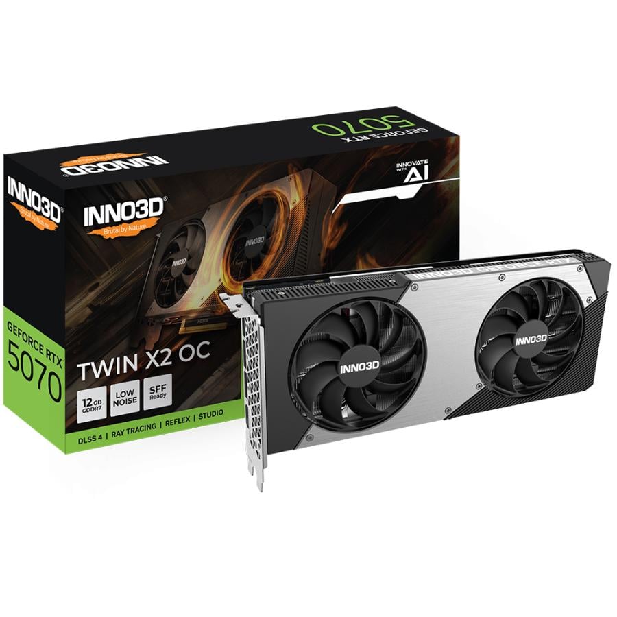 INNO3D N50702-12D7X-195064N GeForce RTX™ 5070 TWIN X2 OC, ATX, 12 GB, GDDR7, 192-bit, 672 GB/s
