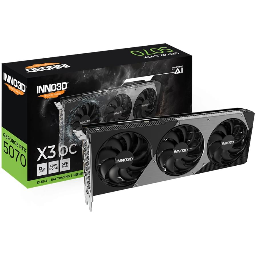 INNO3D N50703-12D7X-195064L GEFORCE RTX 5070 X3 OC, 12 GB, GDDR7, 192-bit, 28 Gbps, 672 GB/s, 650W