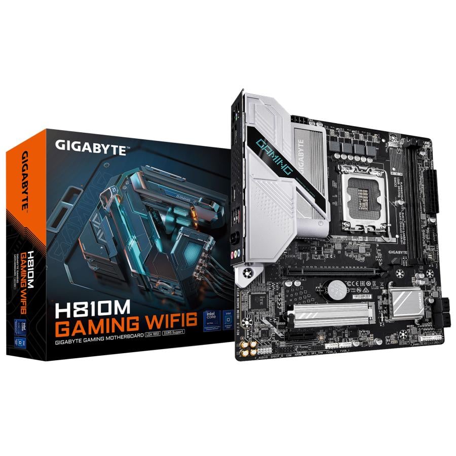 Gigabyte H810M GAMING WIFI6, Intel LGA1851, Core Ultra 2, DDR5, 1x PCIe 4.0 M.2, 2.5 GbE LAN, WIFI 6