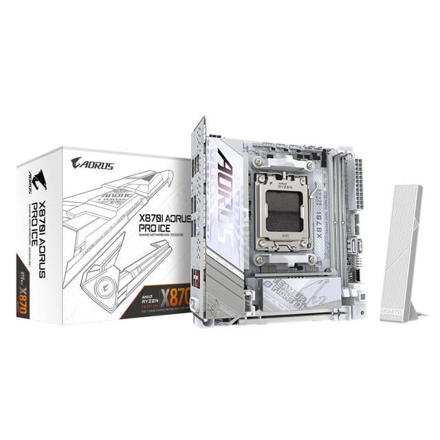 Gigabyte X870I AORUS PRO ICE, AMD AM5, DDR5, PCIe 5.0 M.2 + PCIe 4.0 M.2, WI-FI 7, 2,5GbE LAN, USB 4