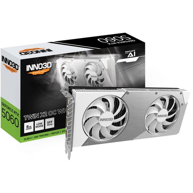INNO3D N50602-08D7X-195070W INNO3D GEFORCE RTX 5060 8GB TWIN X2 OC WHITE, 8 GB, GDDR7, 128-bit
