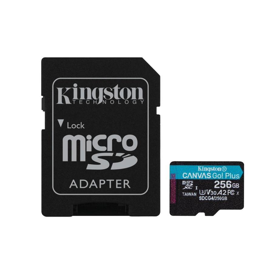 Kingston SDCG4/256GB Canvas Go! Plus microSDXC w/ adapter, 256 GB, 200MB/s A2 U3 V30 Class 10, UHS-I