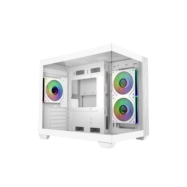 Cooler Master E481-WHNN-S00 Elite 481 WOOD White, mATX, Front Panel, 70° Full-View Tempered Glass