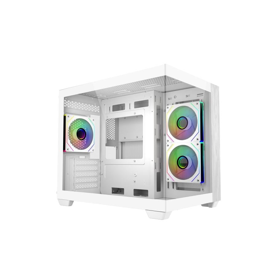 Cooler Master E481-WHNN-S00 Elite 481 WOOD White, mATX, Front Panel, 70° Full-View Tempered Glass