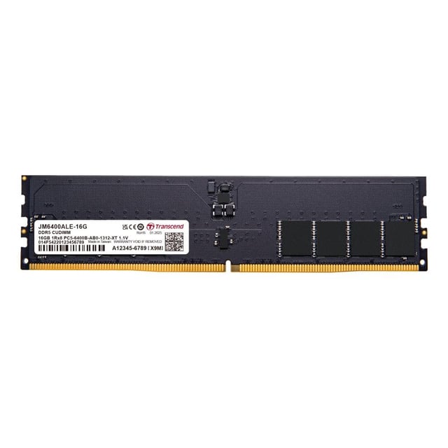 Transcend JM6400ALE-16G JetRAM CU-DIMM, 16 GB, DDR5, 6400 Mhz, 1Rx8, 2Gx8, CL52, 1.1V