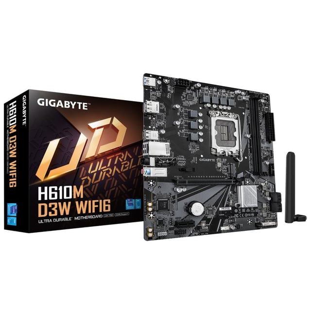 Gigabyte H610M D3W WIFI6, mATX, Intel LGA1700, DDR4, M.2, Wi-FI 6, 1 GbE LAN, USB 3.2 Gen 1