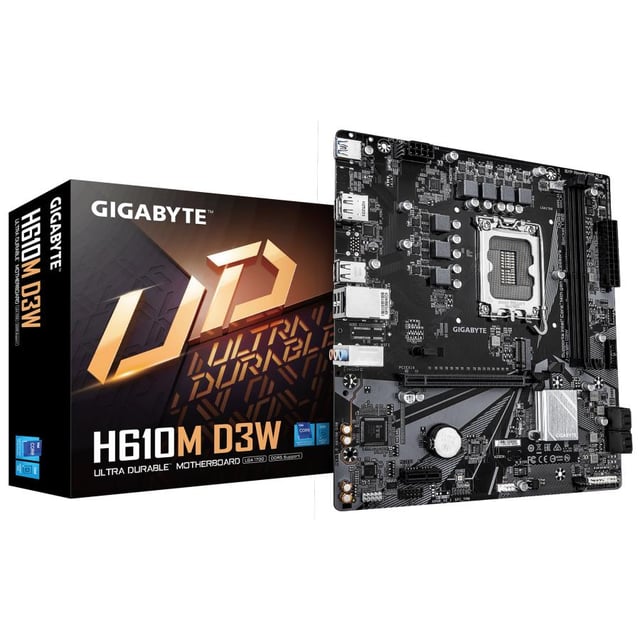 Gigabyte H610M D3W, mATX, Intel LGA1700, H610, DDR5, M.2, GbE LAN, USB 3.2 Gen 1