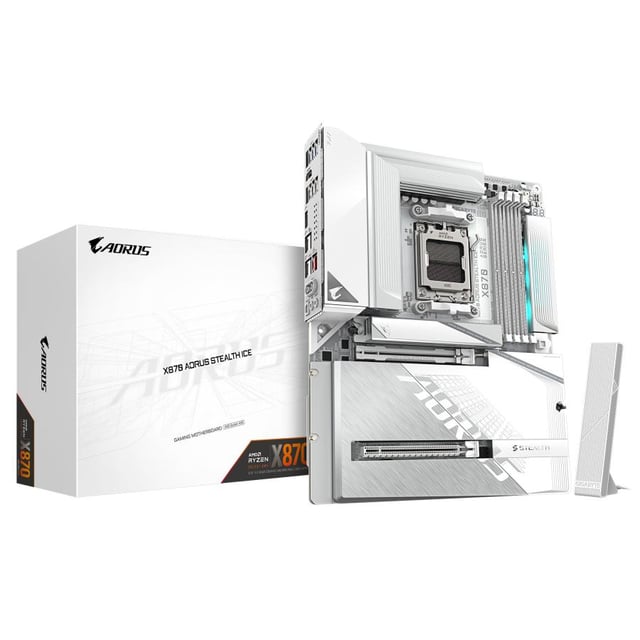Gigabyte X870 A STEALTH ICE AORUS STEALTH ICE, ATX, AMD AM5, DDR5, 2x PCIe 5.0, Wi-Fi 7, 5 Gbe, USB4