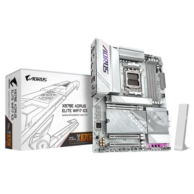 Gigabyte X870E A ELITE WF7 ICE AORUS ELITE WIFI7 ICE, ATX, AMD AM5, DDR5, PCIe 5.0, 2.5 Gbe, USB 4