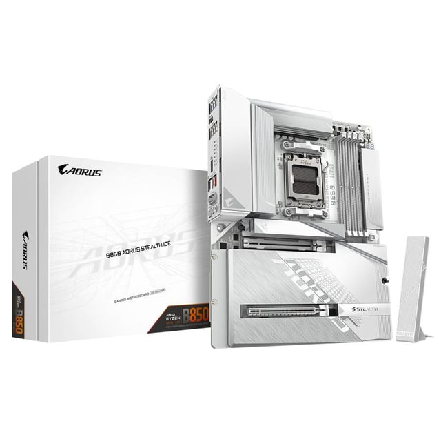 Gigabyte B850 A STEALTH ICE B850 AORUS STEALTH ICE, ATX, AMD AM5, DDR5, M.2, Wi-FI 7, 5 Gbe, USB 3.2