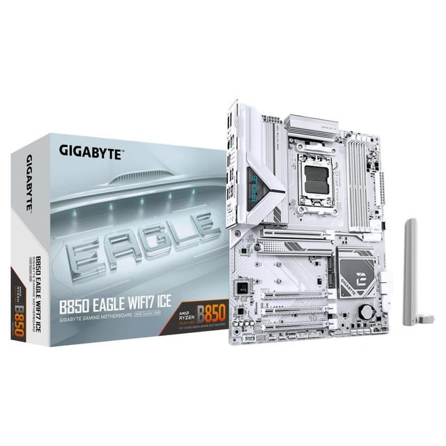 Gigabyte B850 EAGLE WF7 ICE, ATX, AMD AM5, DDR5 OC, PCIe 5.0, M.2, WI-Fi7, 2.5 Gbe, USB 3.2 Gen 2