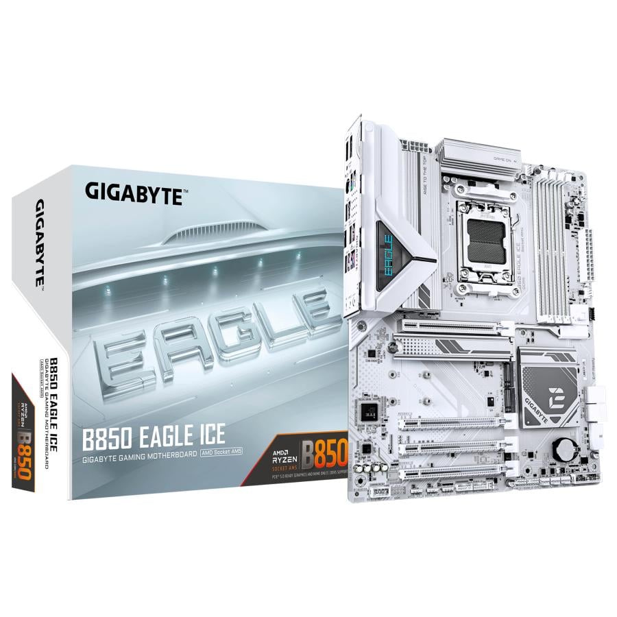 Gigabyte B850 EAGLE ICE B850 EAGLE ICE, ATX, AMD AM5, DDR5 OC, PCIe 5.0, M.2, 2.5 GbE, USB 3.2 Gen 2