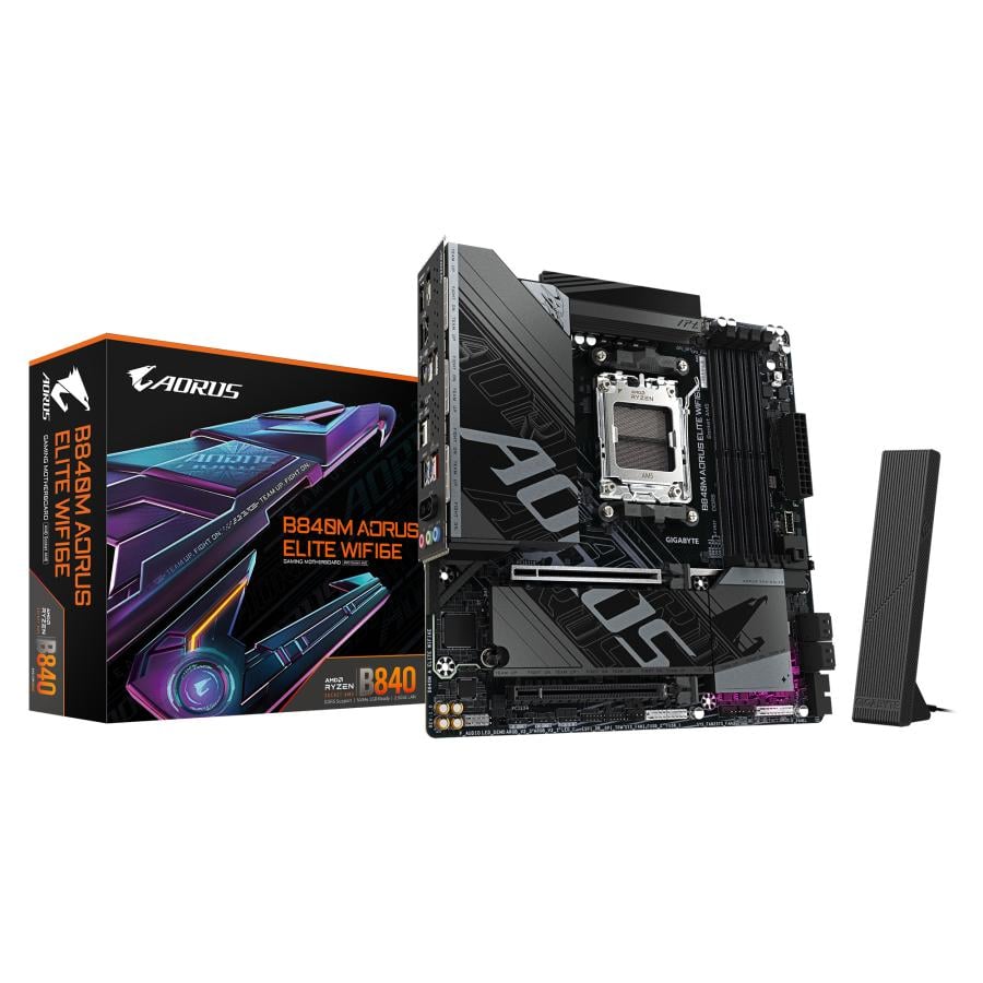 Gigabyte B840M A ELITE WIFI6E, mATX, AMD AM5, DDR5 OC, 2x PCIe 4.0, M.2, WI-Fi 6E, 2.5 GbE, USB 3.2