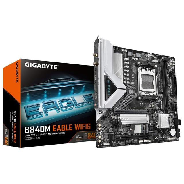 Gigabyte B840M EAGLE WIFI6, mATX, AMD AM5, DDR5 OC, 1x PCIe 4.0, Wi-Fi 6, 2.5 GbE, USB 3.2 Gen 1