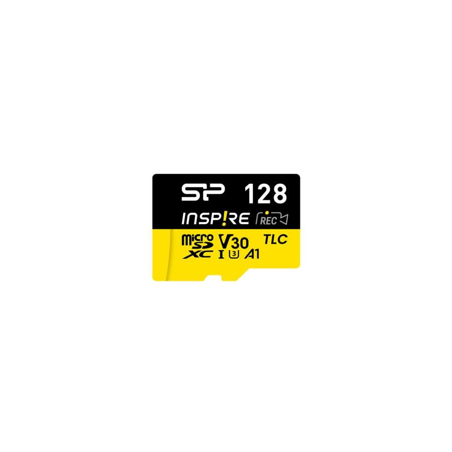 Silicon Power SP128GBSTXLA2V1NSP Inspire MicroSDXC, 128GB, C10, UHS-I U3, V30, A2, 3D TLC, 170 MB/s