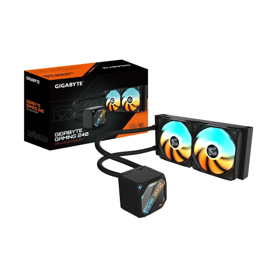 Gigabyte GP-GIGABYTE GME 240 GAMING 240 Liquid CPU Cooler- 2x120mm ARGB Fan, slide-in interlock