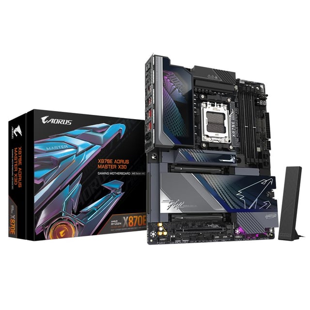 Gigabyte X870E A MASTER X X870E AORUS MASTER X3D, ATX, AMD AM5, DDR5, 10 Gbe, Wi-Fi 7, USB 4, PCIe 5