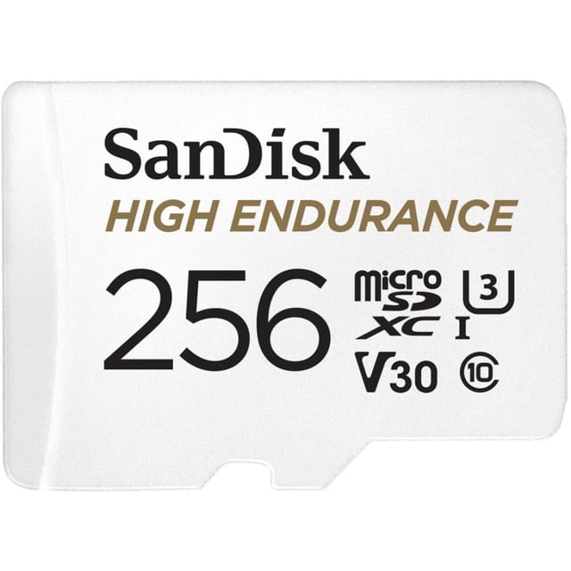 Sandisk SDSQQNR-256G-GN6IA High Endurance microSDXC w/ adapter, 256GB, V30, C10, UHS-I, U3, 100MB/s