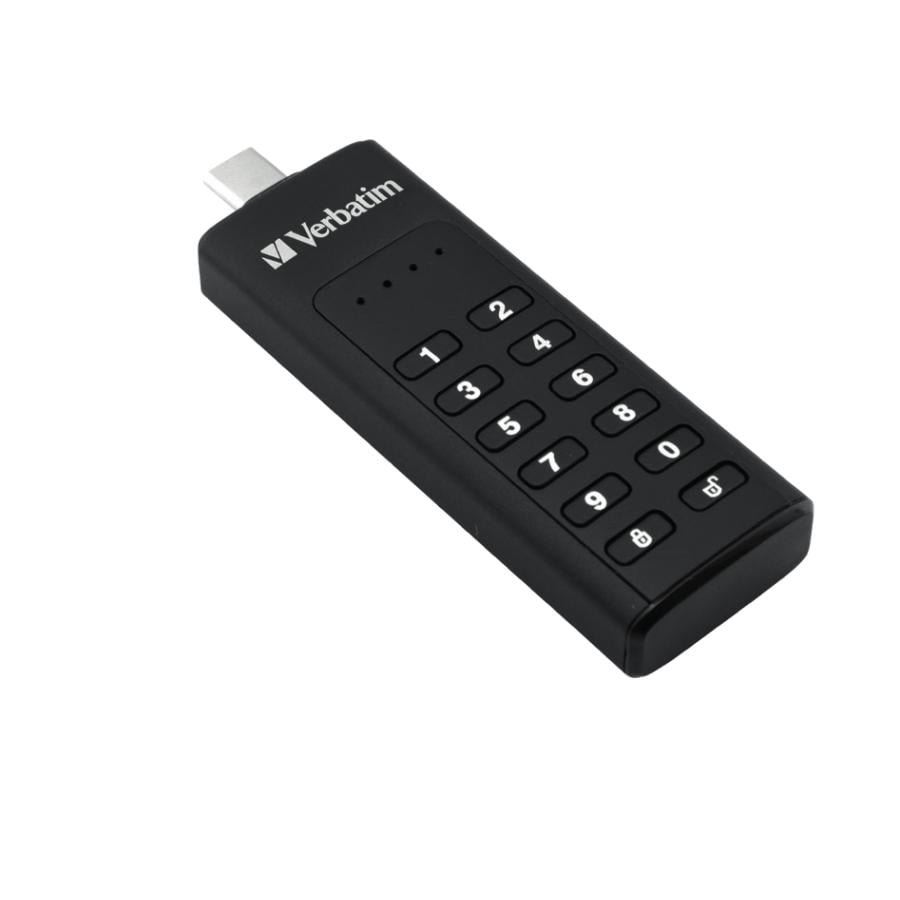 Verbatim 49429 Keypad Secure USB Drive, 128 GB, USB Type-A, 3.2 Gen 1, Hardware Encrypt, Capless