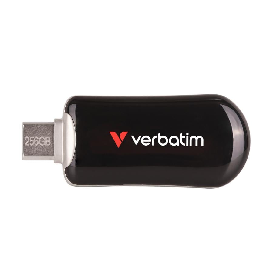 Verbatim 30226 Plectra USB-C Flash Drive, 256 GB, USB Type-C, 3.2 Gen 1, 100 MB/s, Capless, Black