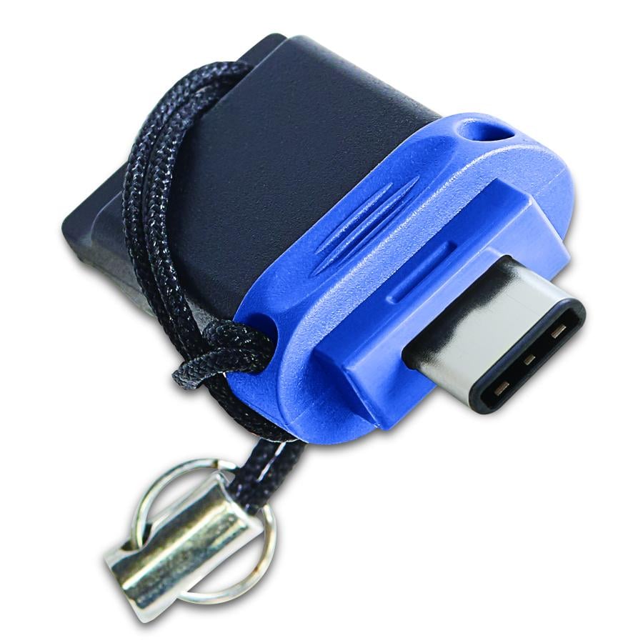 Verbatim 49967 Dual USB Drive, 64 GB, USB Type-A / USB Type-C, 3.2 Gen 1, Capless, Black/Blue/Silver