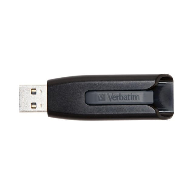 Verbatim 49173 V3 USB Drive, 32 GB, USB Type-A, 3.2 Gen 1, 80 MB/s, Slide, Black, Grey