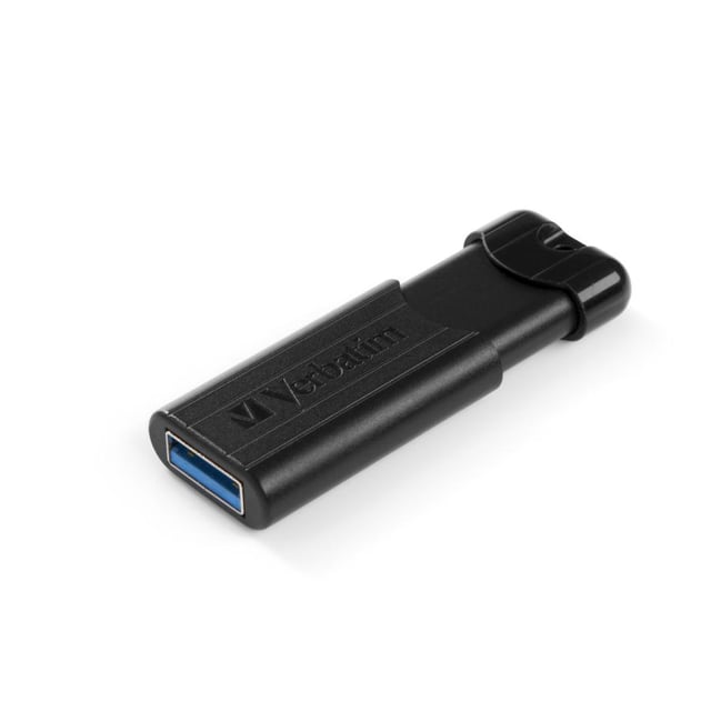 Verbatim 49316 PinStripe 3.0 USB Drive, 16 GB, USB Type-A, 3.2 Gen 1, Slide, 7 g, Black