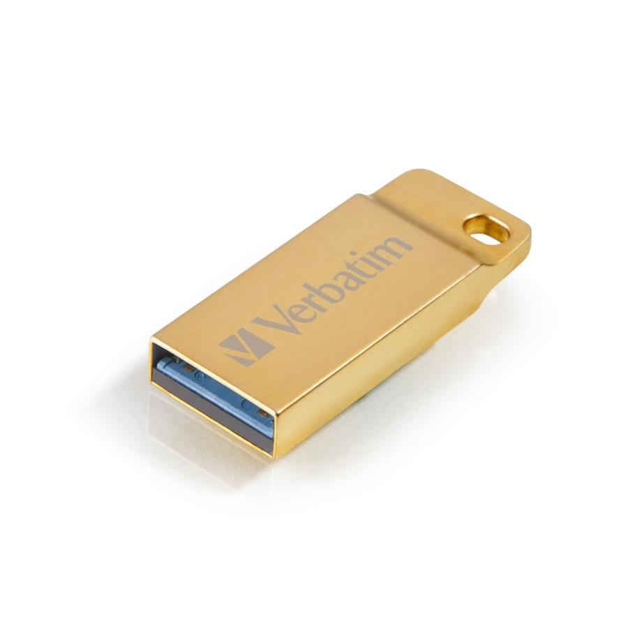 Verbatim 99105 Metal Executive USB 3.0 Drive, 32 GB, USB Type-A, 3.2 Gen 1, 80 MB/s, Capless, Gold
