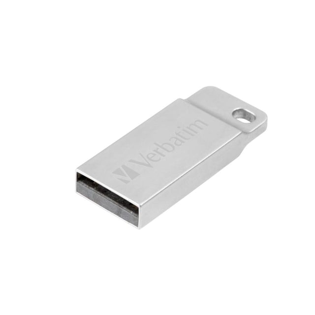 Verbatim 98749 Metal Executive USB Drive, 32 GB, USB Type-A, 2.0, Capless, 3.6 g, Silver
