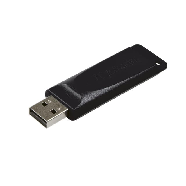 Verbatim 98697 Slider USB Drive, 32 GB, USB Type-A, 2.0, 10 MB/s, Slide, Black