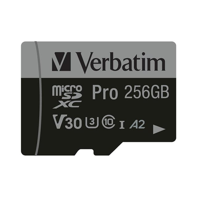 Verbatim 47045 Pro U3 256GB Micro SDXC Card, 256 GB, MicroSDXC, Class 10, UHS-I, 100 MB/s, 90 MB/s