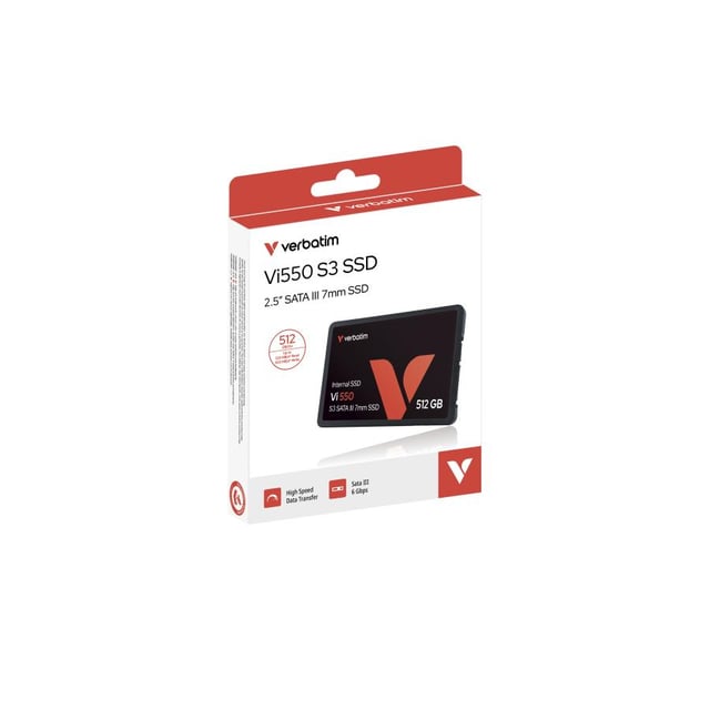 Verbatim 49352 Vi550 S3 SSD, 512GB, 2.5", SATA3, 520 MB/s, 6 Gbit/s