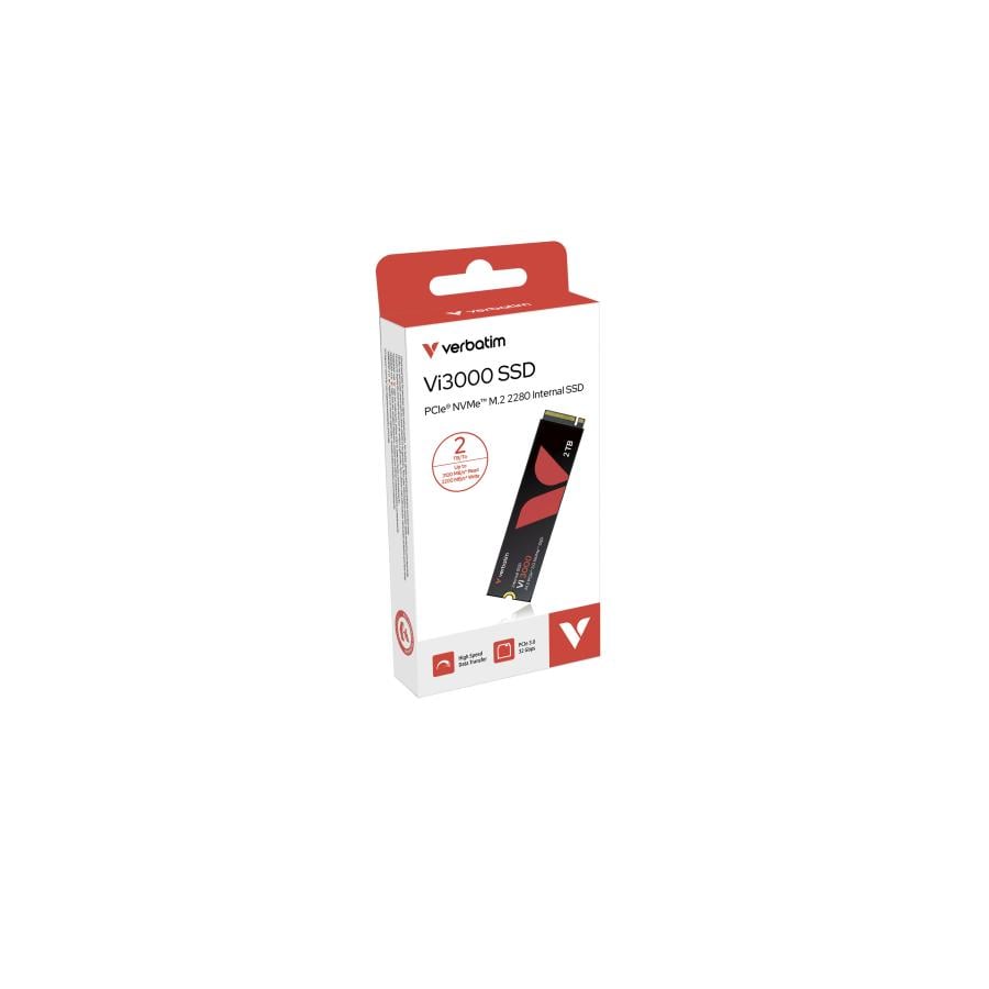 Verbatim 49376 Vi3000 PCIe NVMe M.2 SSD, 2 TB, M.2, 3100 MB/s