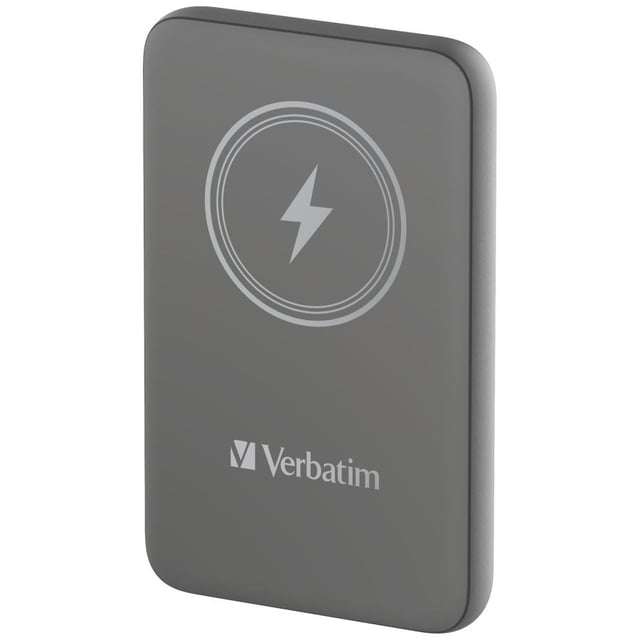 Verbatim 32249 Charge "n" Go Magnetic Wireless Power Bank Grey, 10000 mAh, LiPo, Quick Charge 3.0