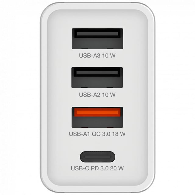 Verbatim 49701 USB Charger 30W with 1 x USB-C® PD 20 W / 1 x USB-A QC 3.0 / 2 x USB-A 10W White