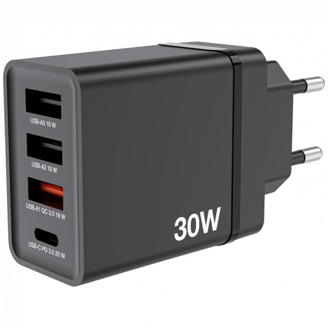 Verbatim 49700 USB Charger 30W with 1 x USB-C® PD 20W / 1 x USB-A QC 3.0 / 2 x USB-A 10W Black