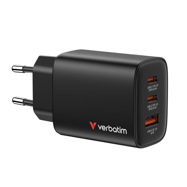 Verbatim 32352 Essentials GaN Charger 65W EU plug Black, Indoor, AC, 20 V, Black