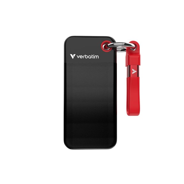 Verbatim 32434 Pocket SSD, 128GB, Black/Red, USB 3.2 Gen 2 Type-C, 10 Gbps, 1000 MB/s