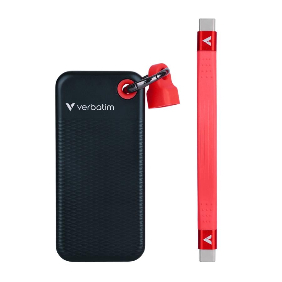Verbatim 32284 Pocket SSD, 512GB, USB 3.2 Gen 2 Type-C, 10 Gbps, 1000 MB/s, Black/Red