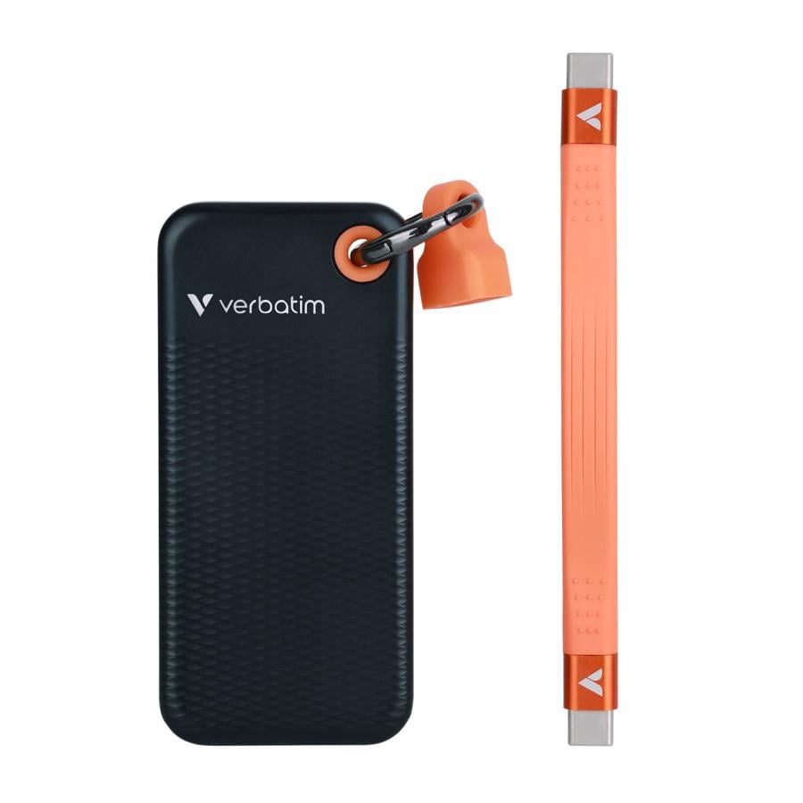 Verbatim 32285 Pocket SSD, 512GB, USB 3.2 Gen 2 Type-C, 10 Gbps, 1000 MB/s, Black/Orange
